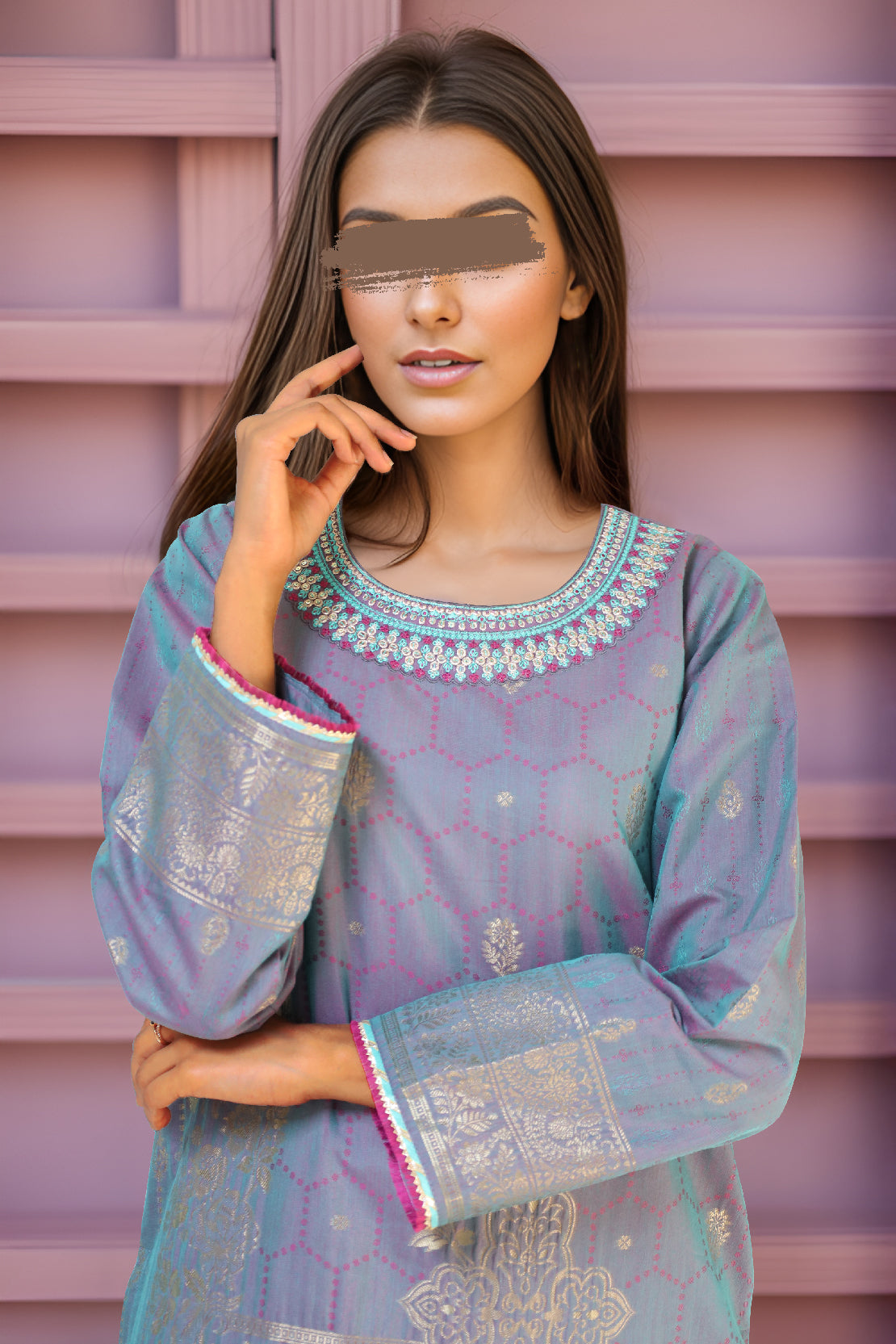 Unstitched Embroidered Jacquard Cotton 2 Piece (Shirt/Dupatta)60505