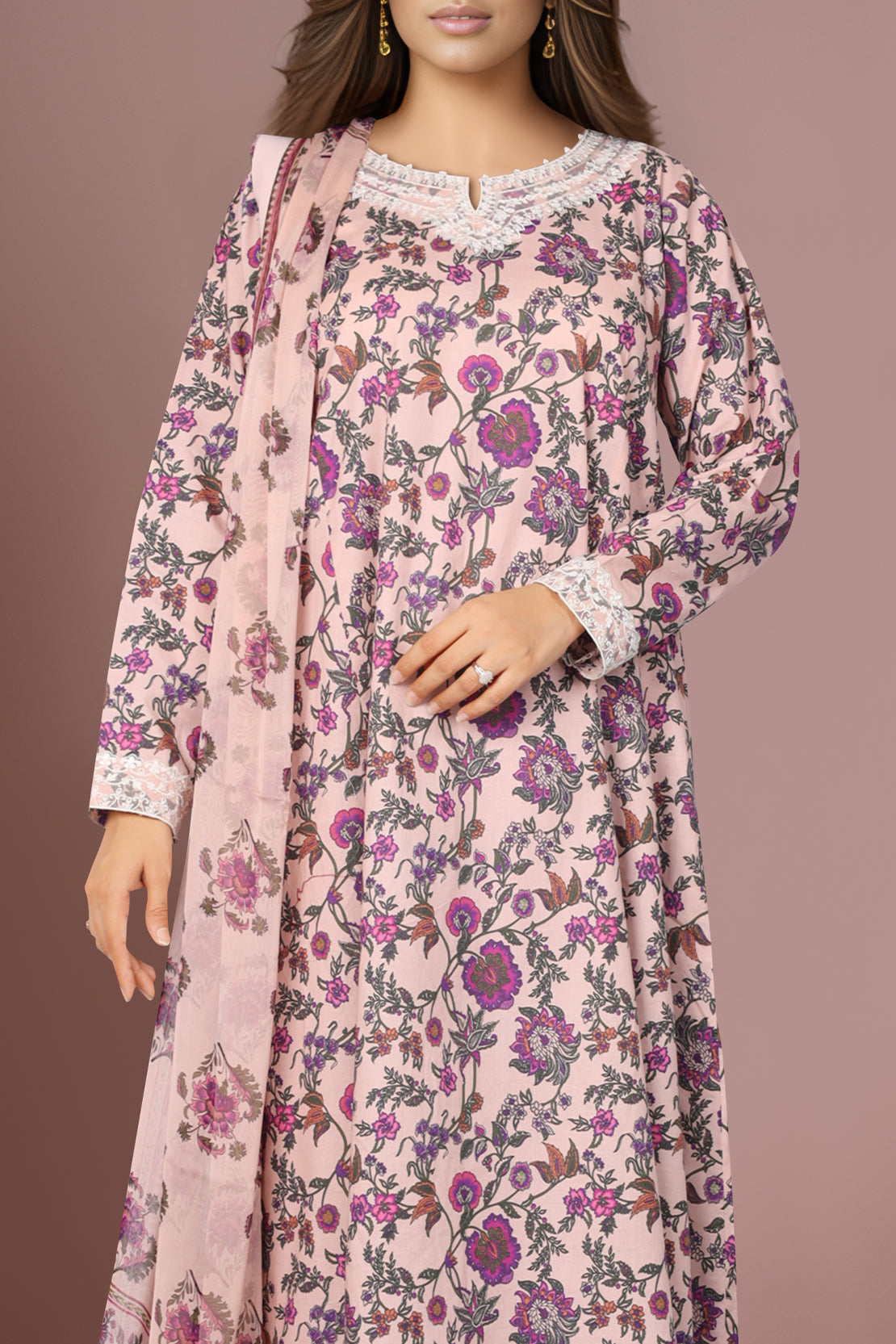 Unstitched Embroidered Lawn 3 Piece With Chiffon Dupatta52706