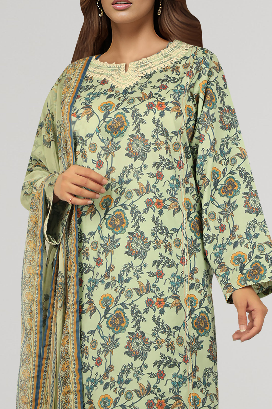 Unstitched Embroidered Lawn 3 Piece With Chiffon Dupatta52707