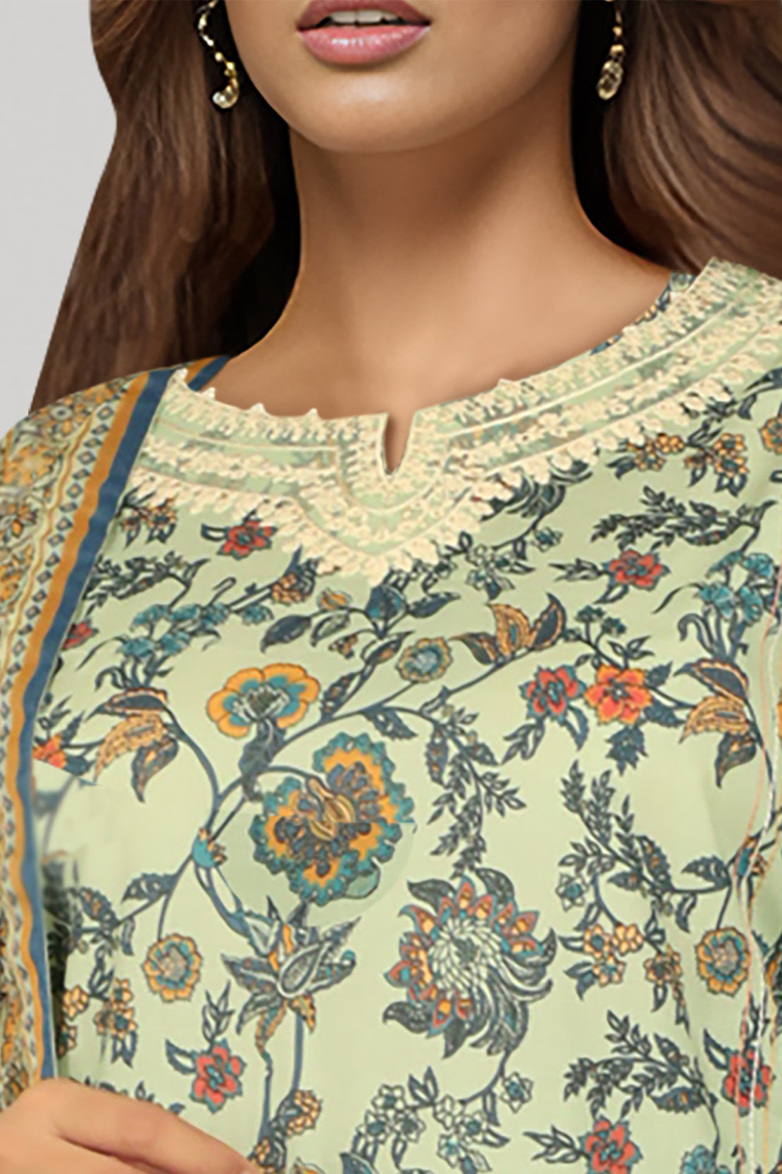 Unstitched Embroidered Lawn 3 Piece With Chiffon Dupatta52707