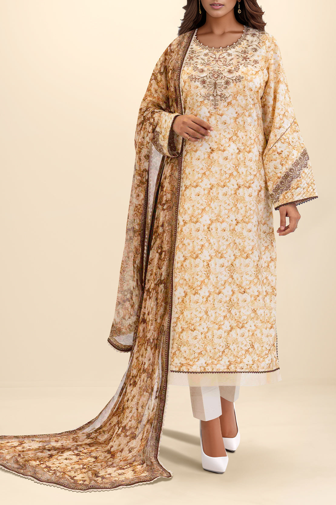 Unstitched Embroidered Lawn 2 Piece (Shirt/Dupatta)58402