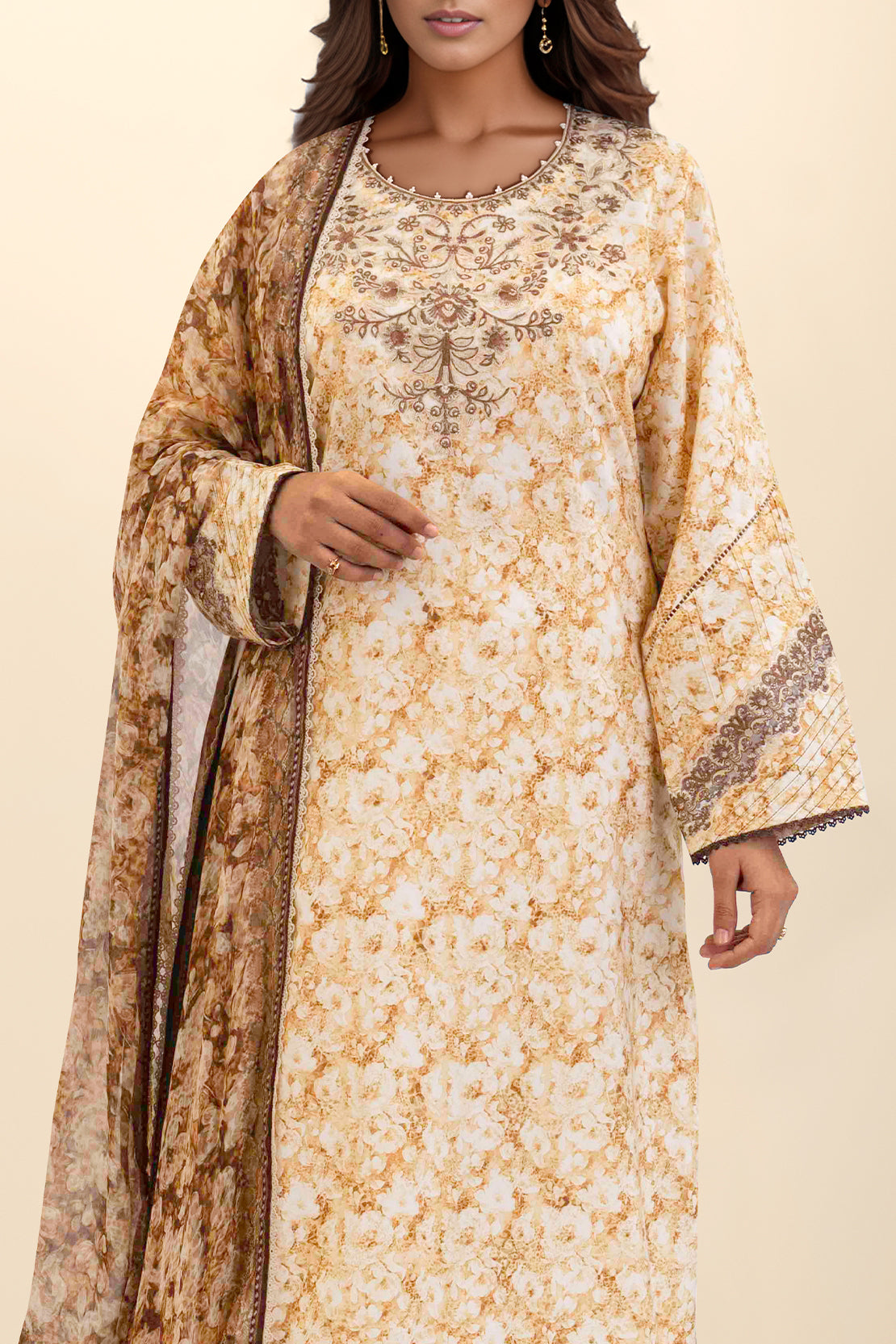 Unstitched Embroidered Lawn 2 Piece (Shirt/Dupatta)58402