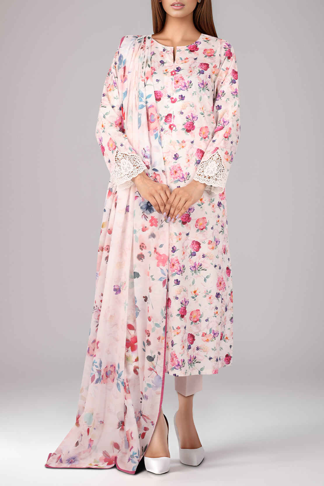 Unstitched Self Jacquard 3 Piece With Chiffon Dupatta60132
