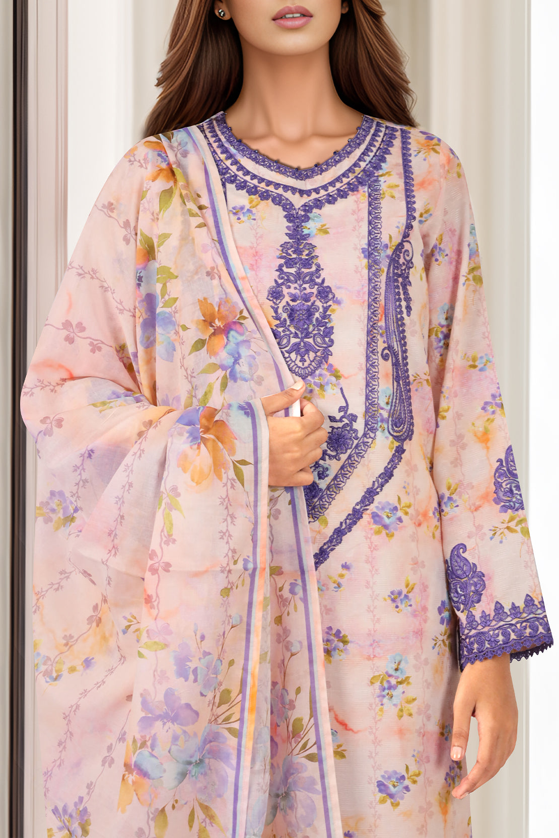 Unstitched Printed Embroidered Self Jacquard 2 Piece (Shirt/Trouser)59026