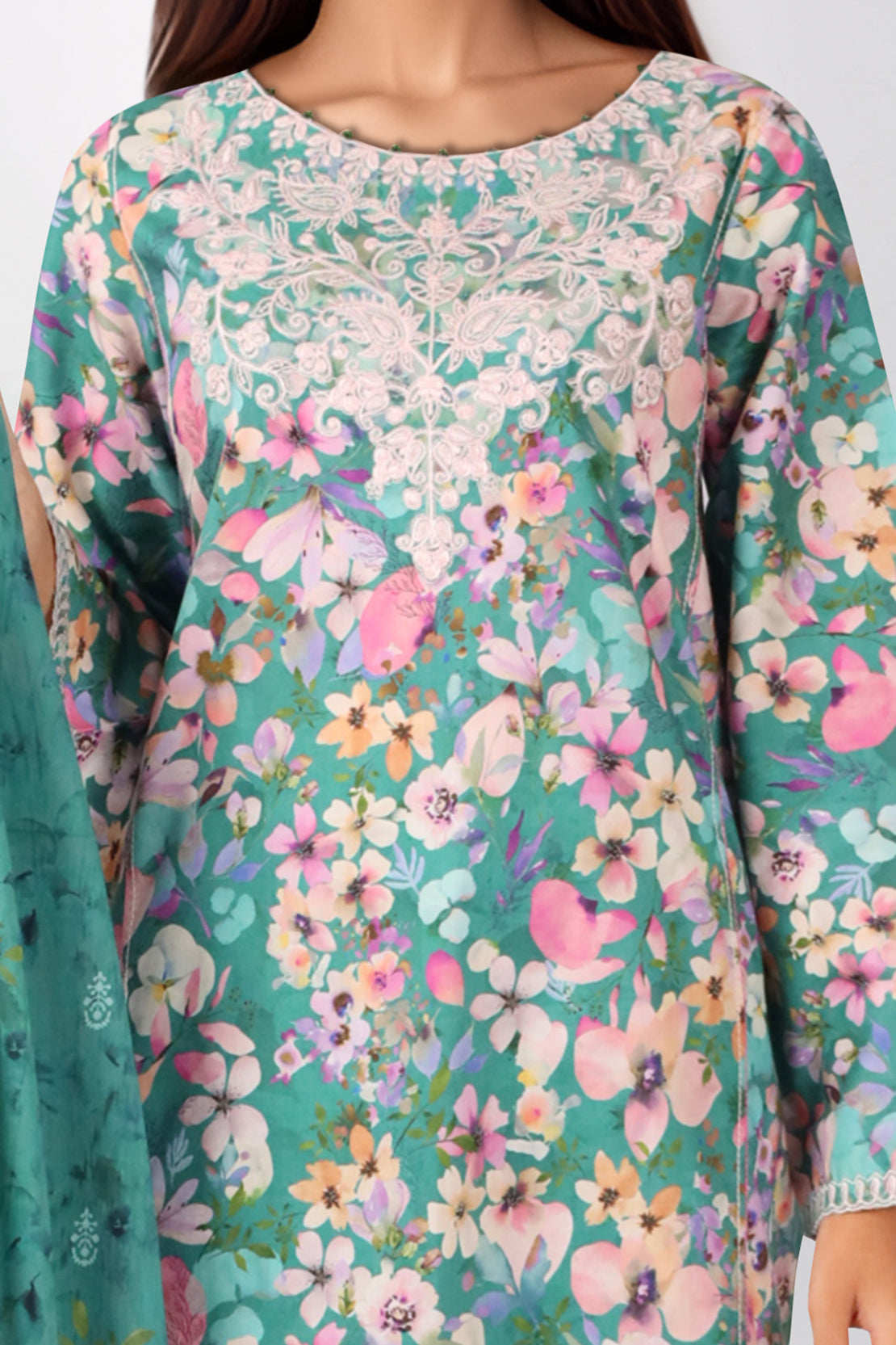 Unstitched Embroidered Self Jacquard 3 Piece Chiffon Dupatta59058