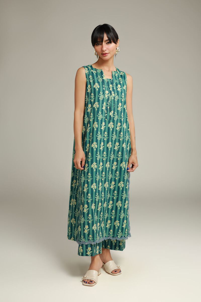 Teal Cotton Kurta