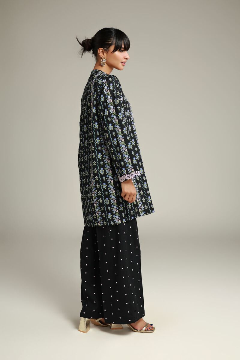 Black Floral Kurta