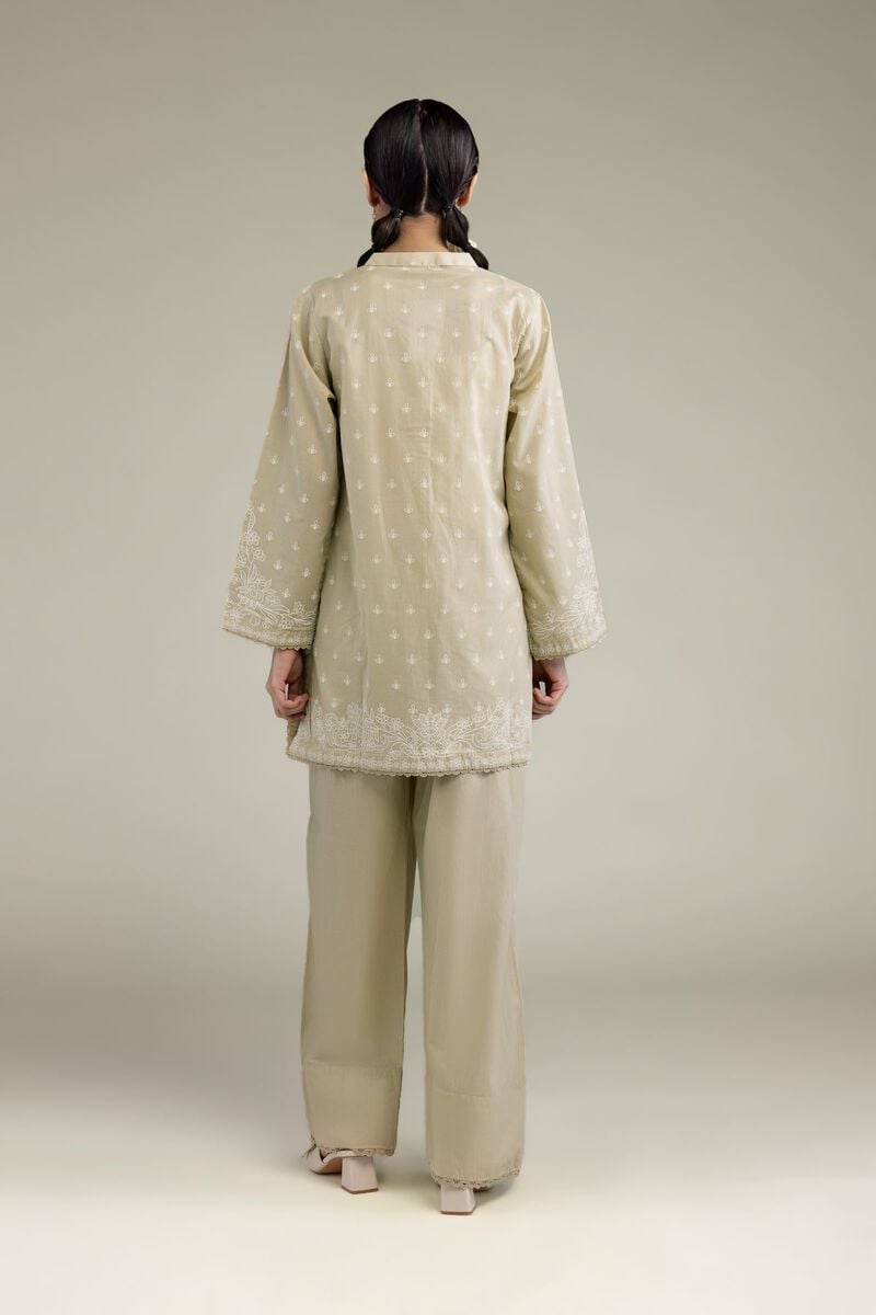 Beige Band-Collar Kurta