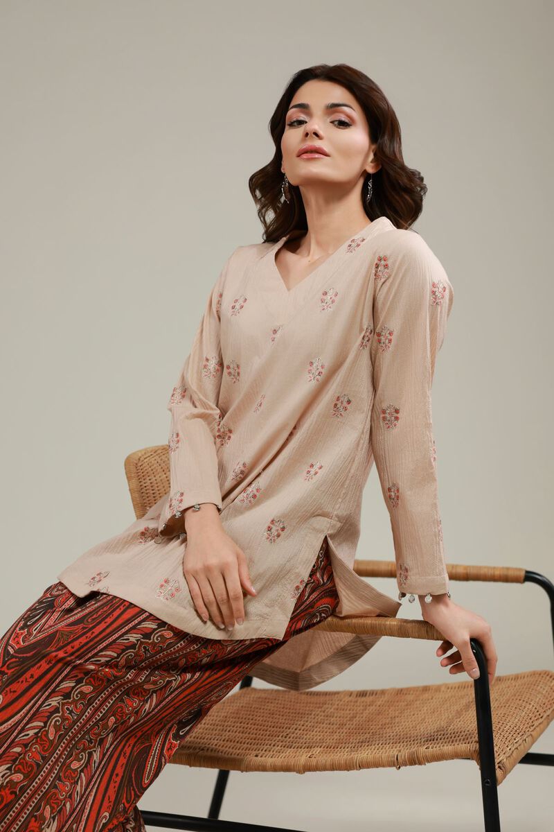 Floral Crinkled Kurta