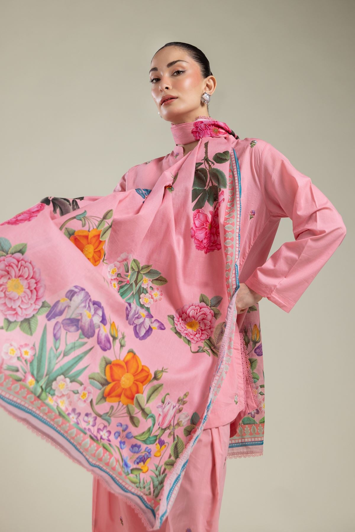 Floral Lawn Dupatta