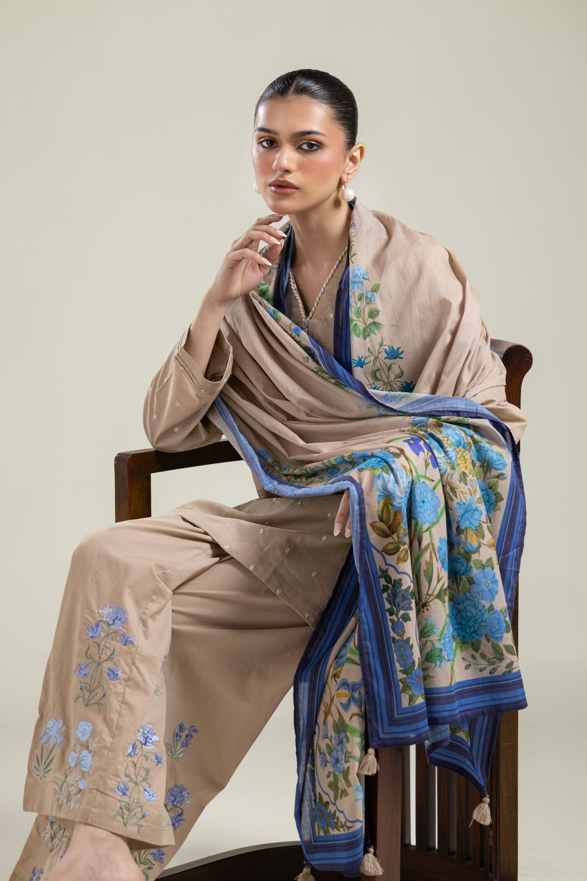 Beige Lawn Dupatta