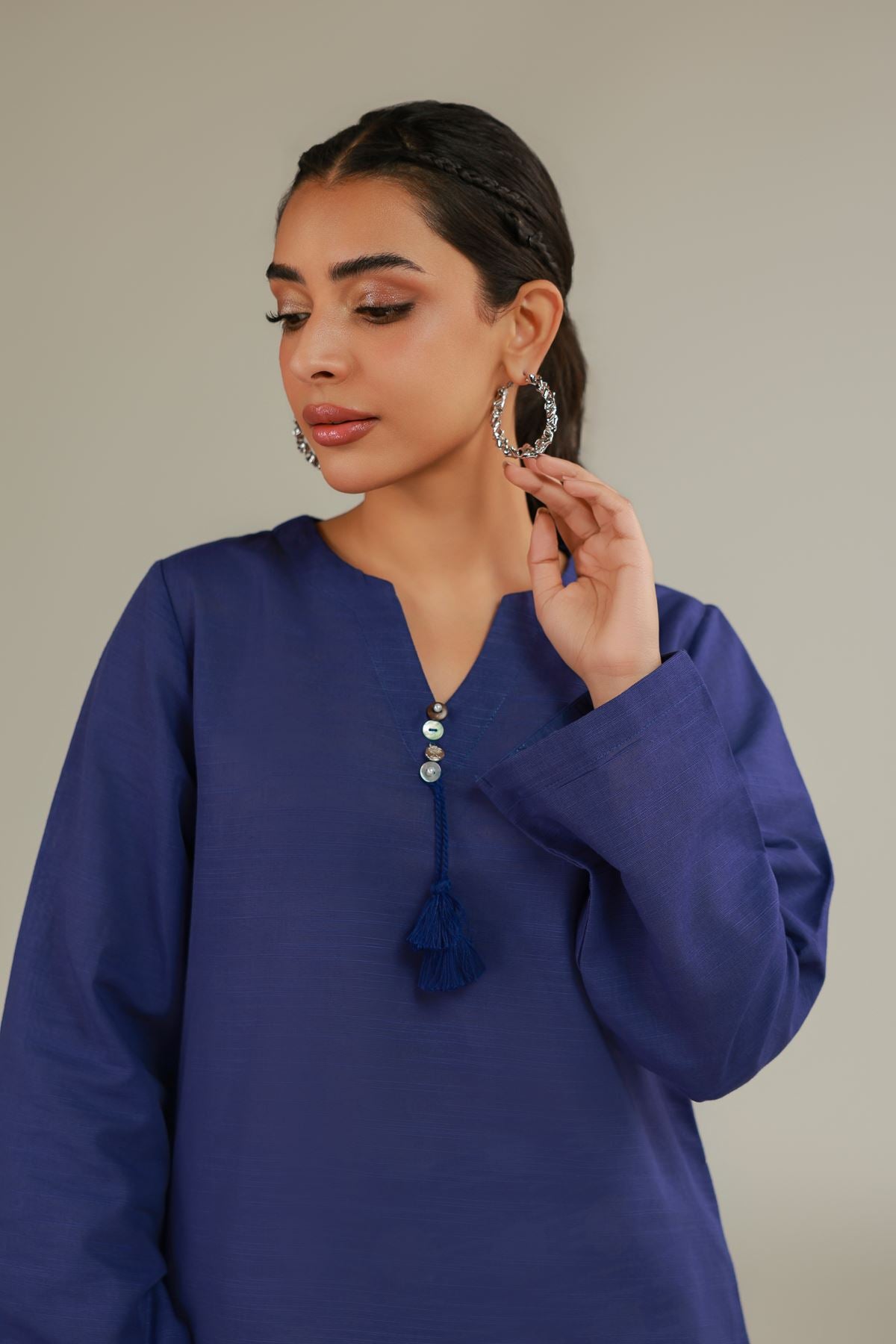 V-Neck Tassel Kurta