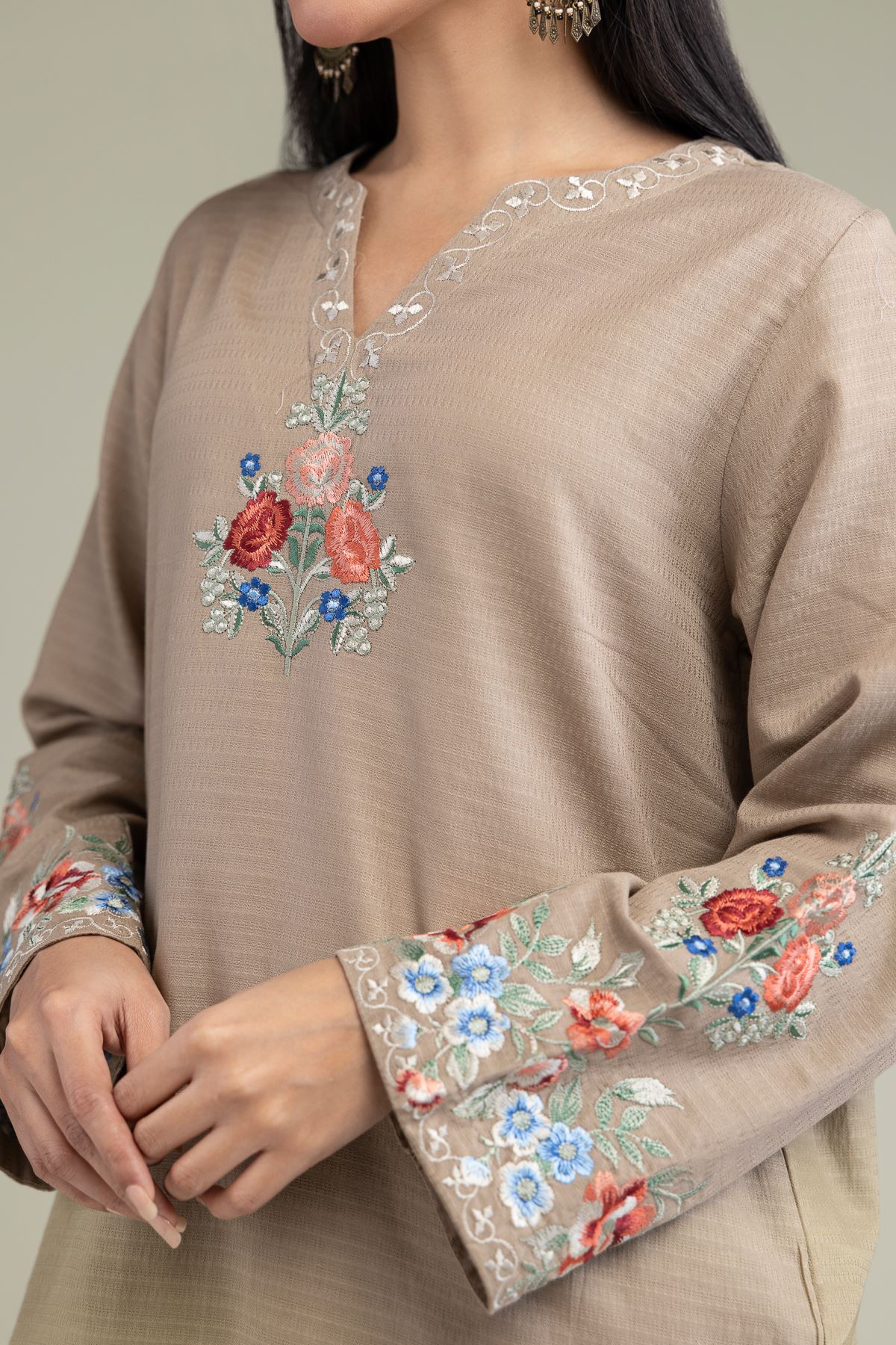 Floral Beige Kurta