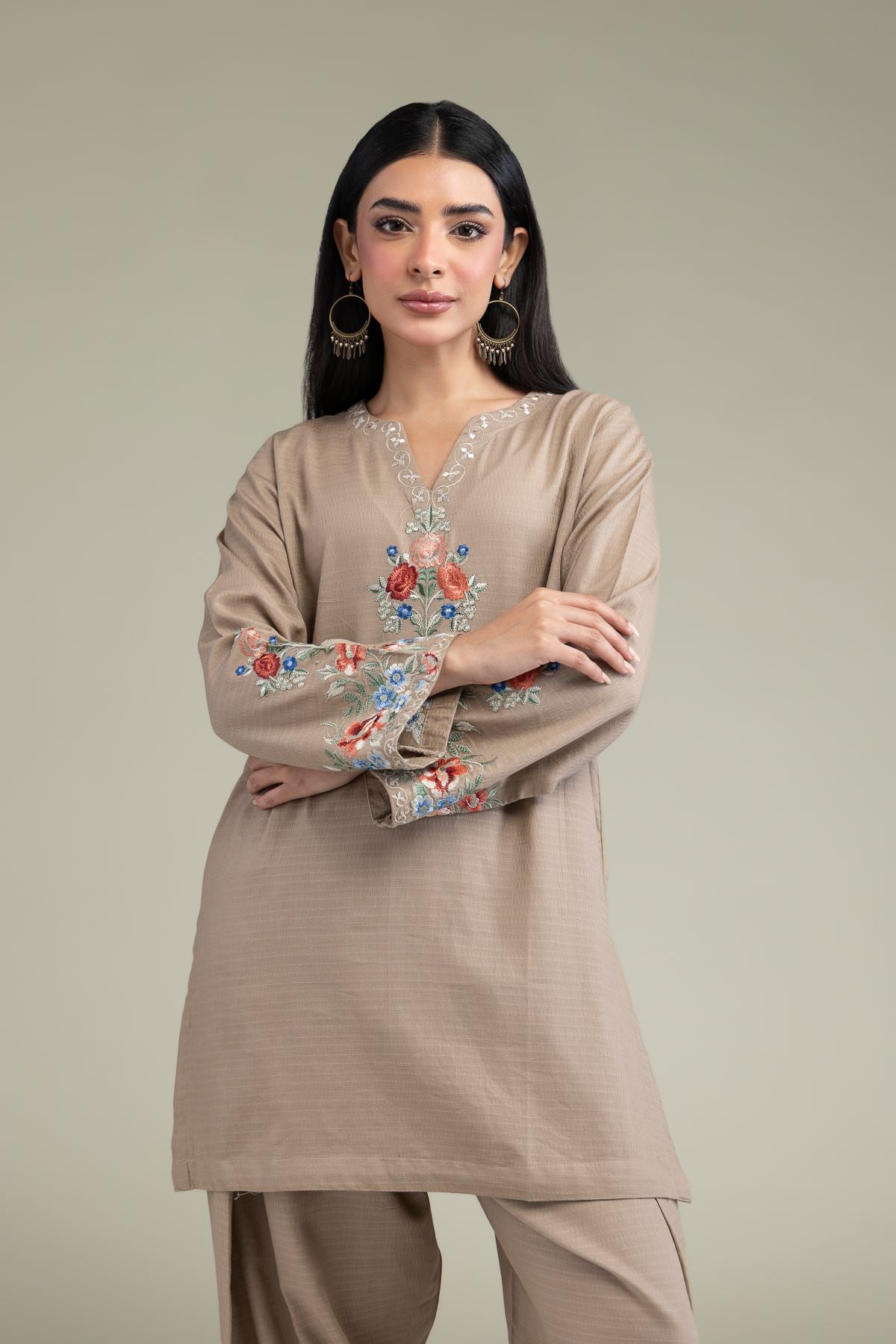 Floral Beige Kurta