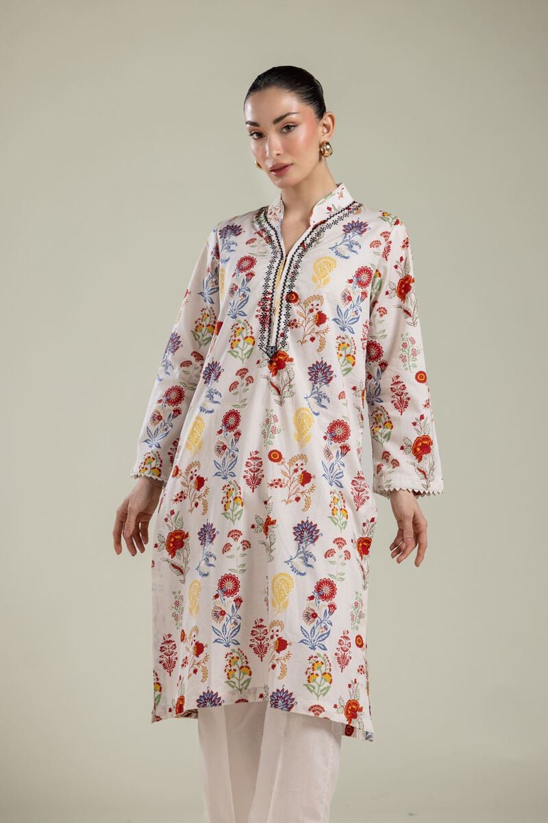 Floral V-Neck Kurta
