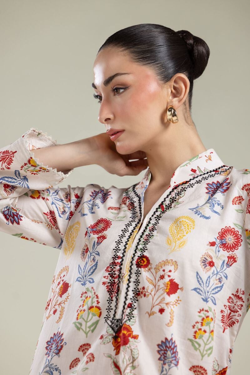 Floral V-Neck Kurta
