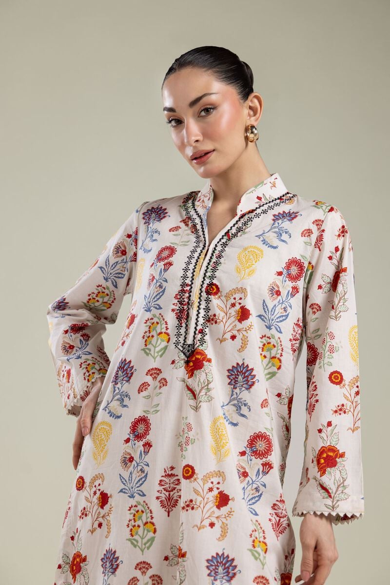 Floral V-Neck Kurta