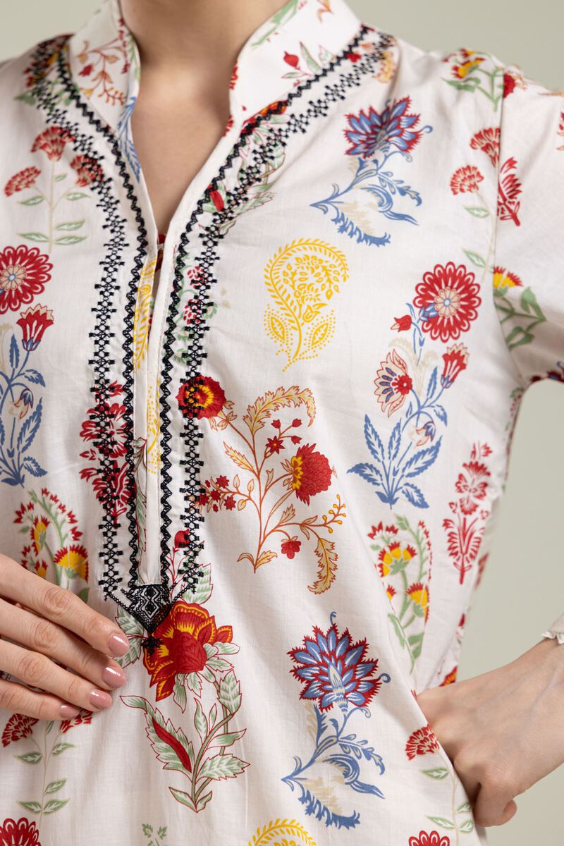 Floral V-Neck Kurta