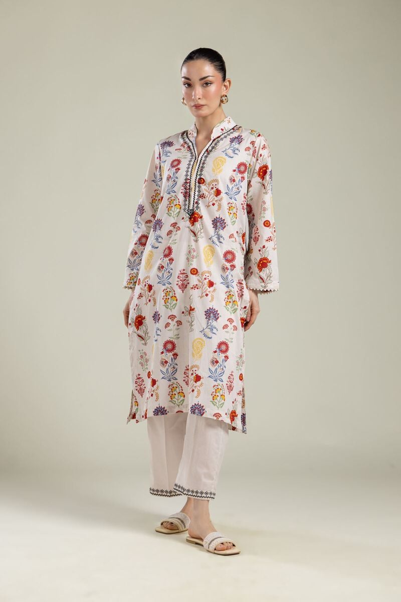 Floral V-Neck Kurta