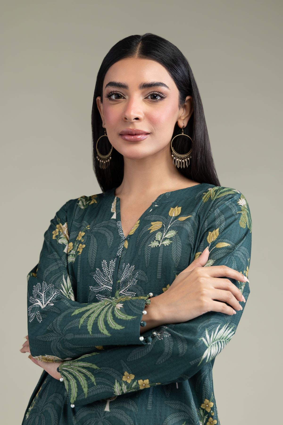 Floral V-Neck Kurta