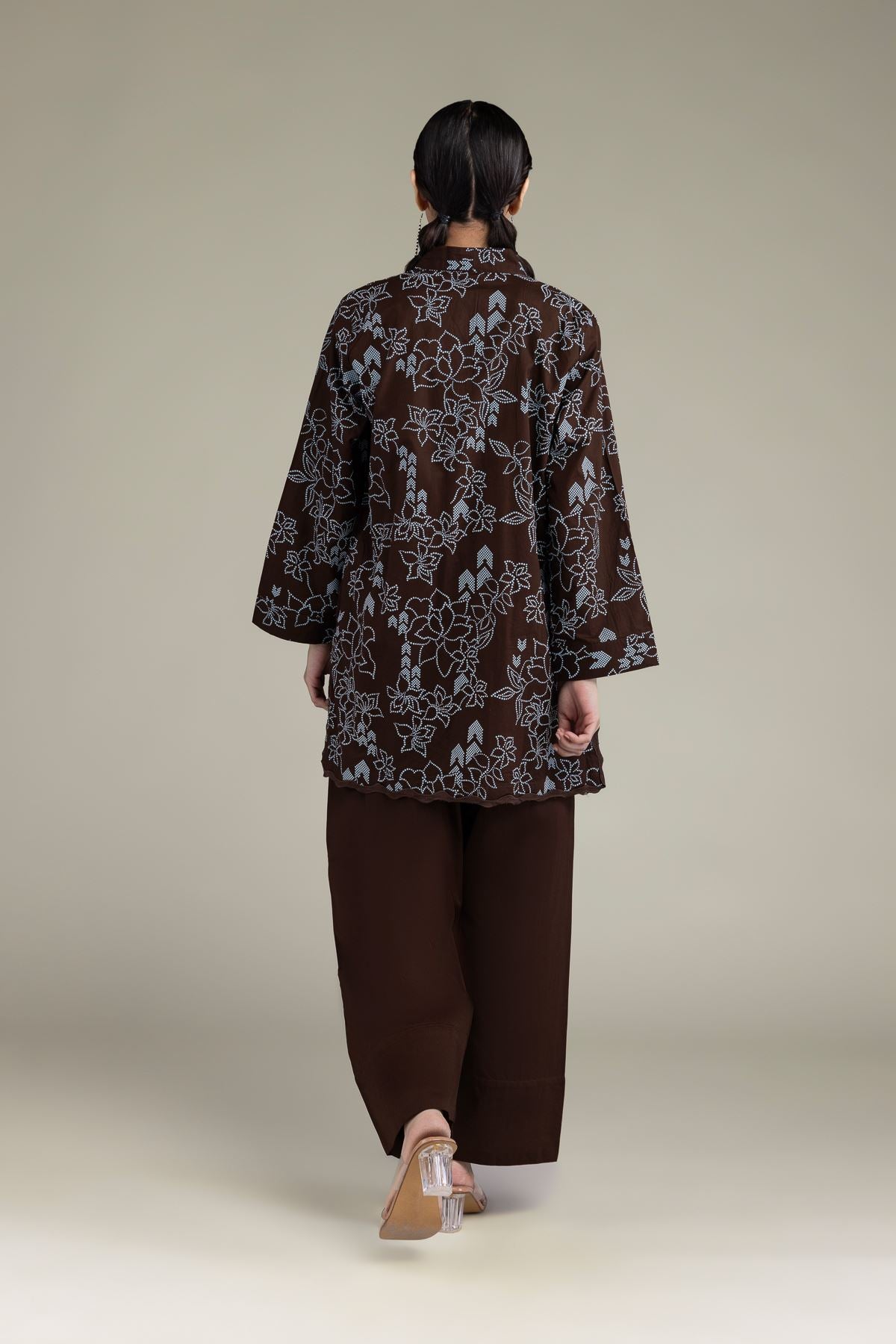 Brown V-Neck Kurta
