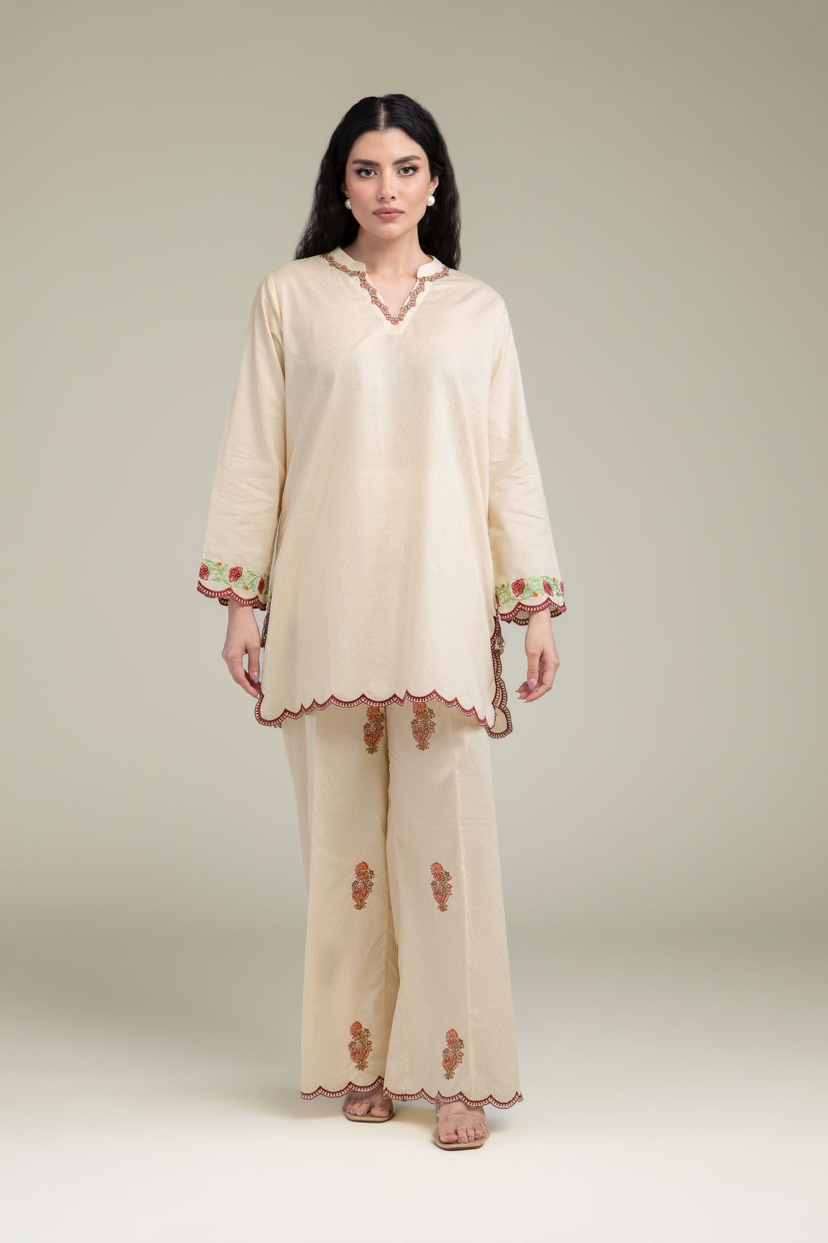 Beige Cotton Pants