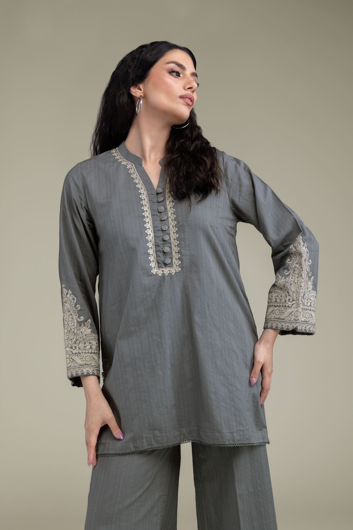 Gray Cotton Kurta
