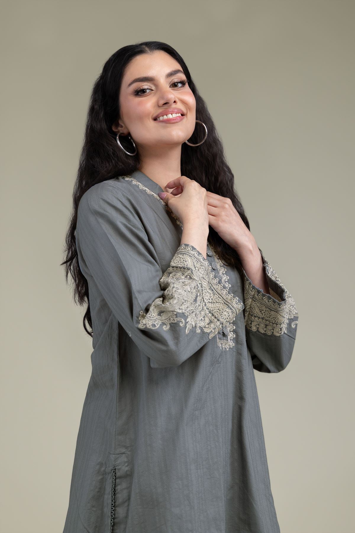 Gray Cotton Kurta