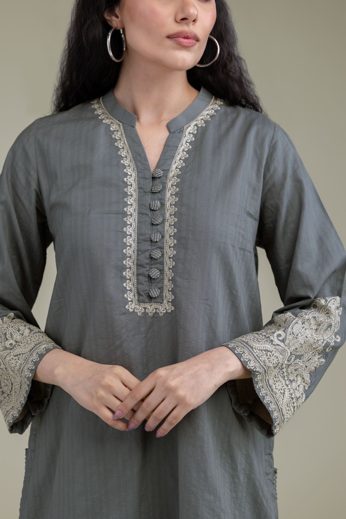 Gray Cotton Kurta