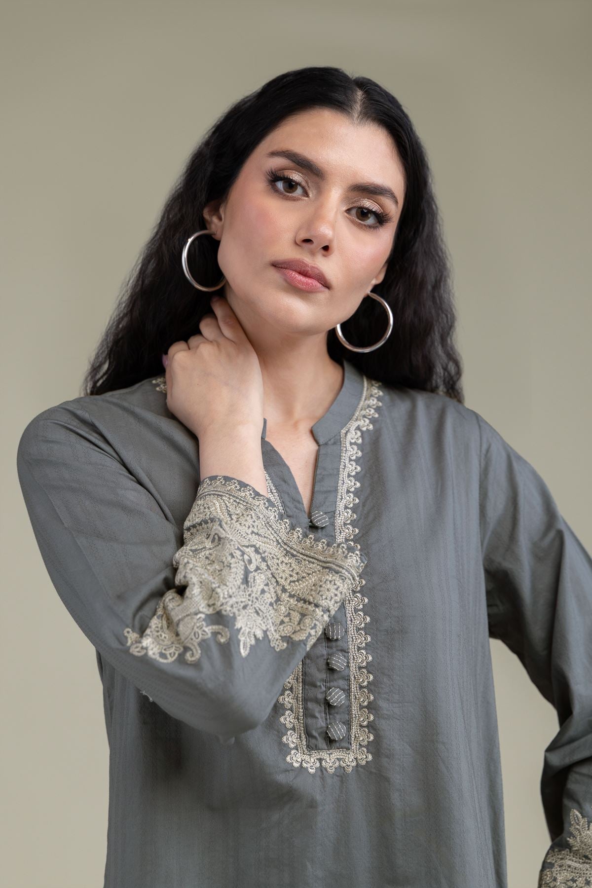 Gray Cotton Kurta