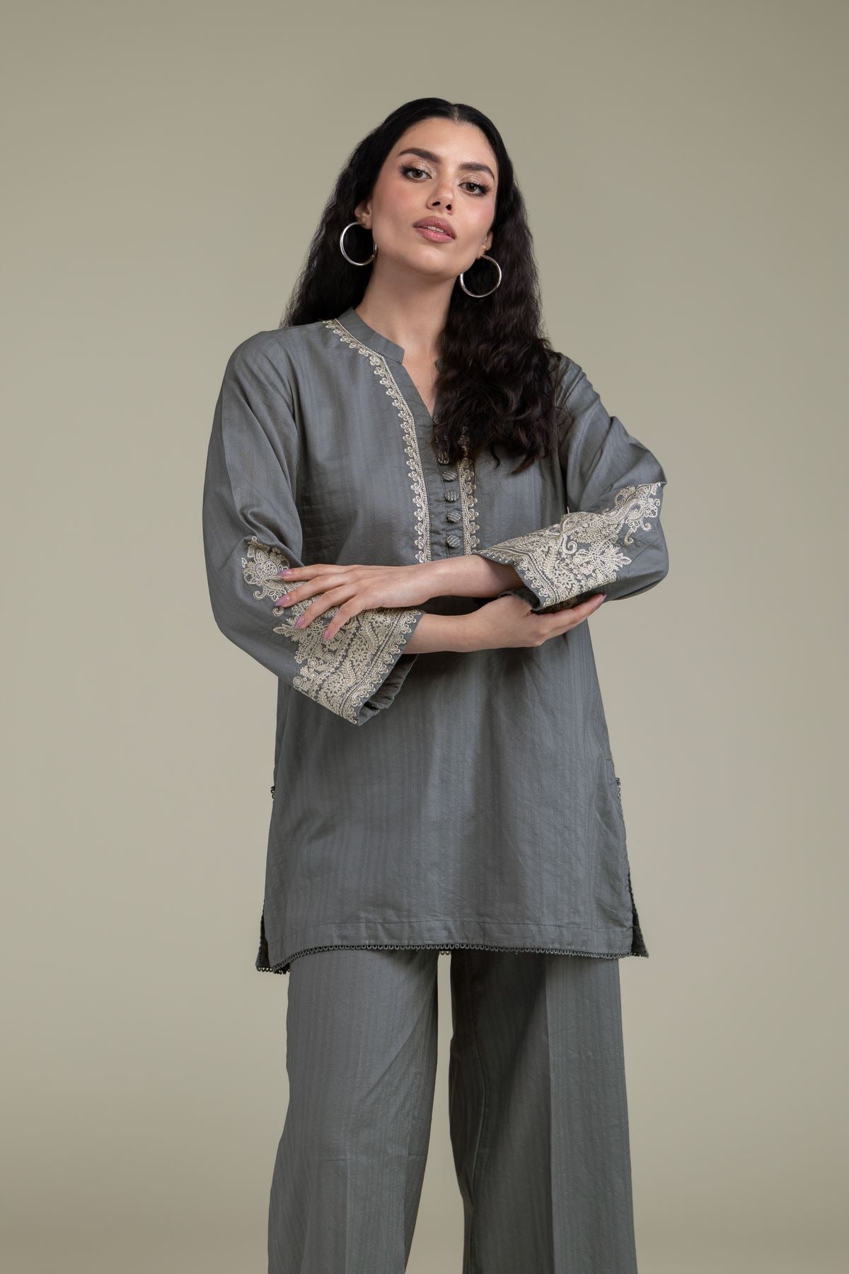 Gray Cotton Kurta