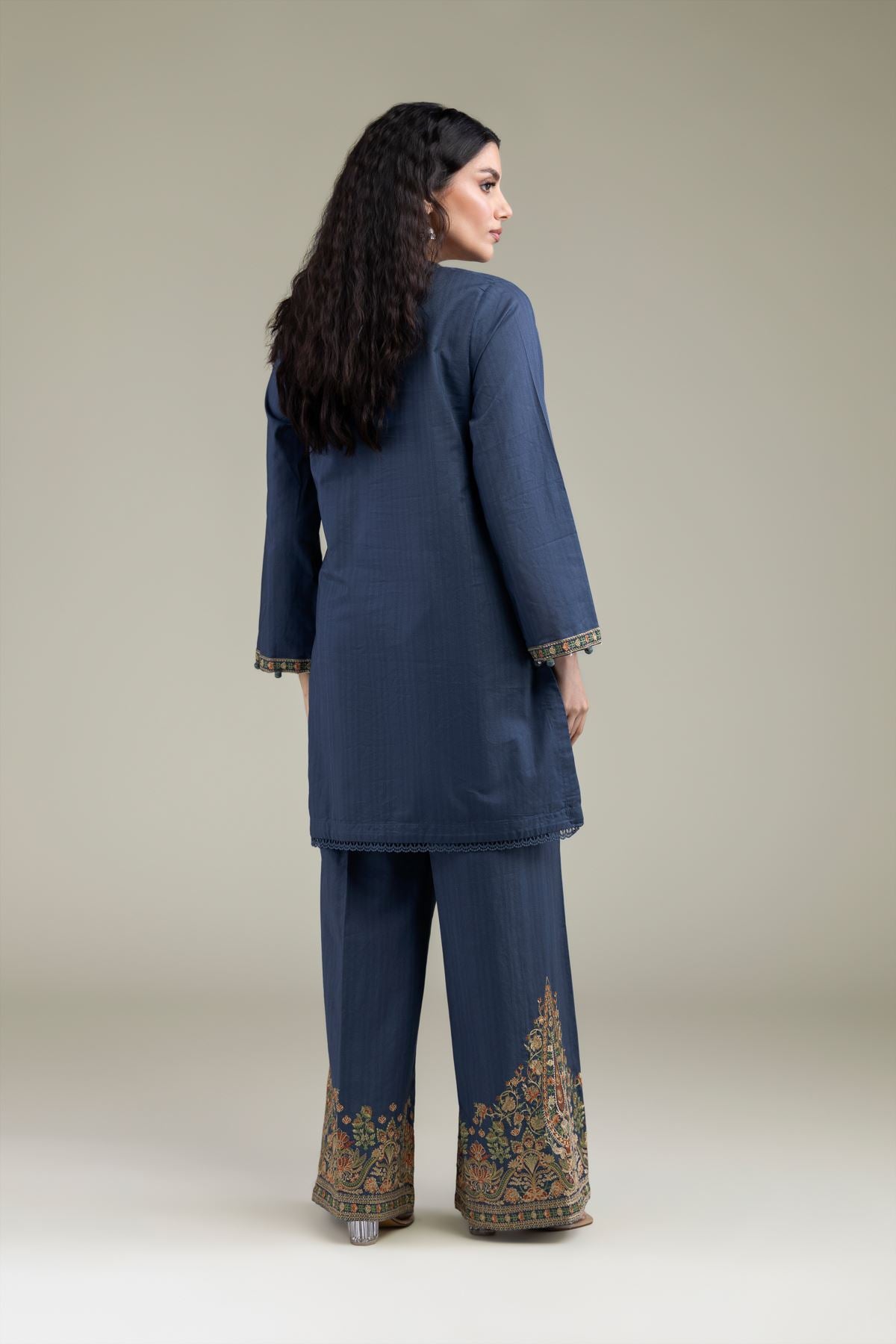 Navy V-Neck Kurta