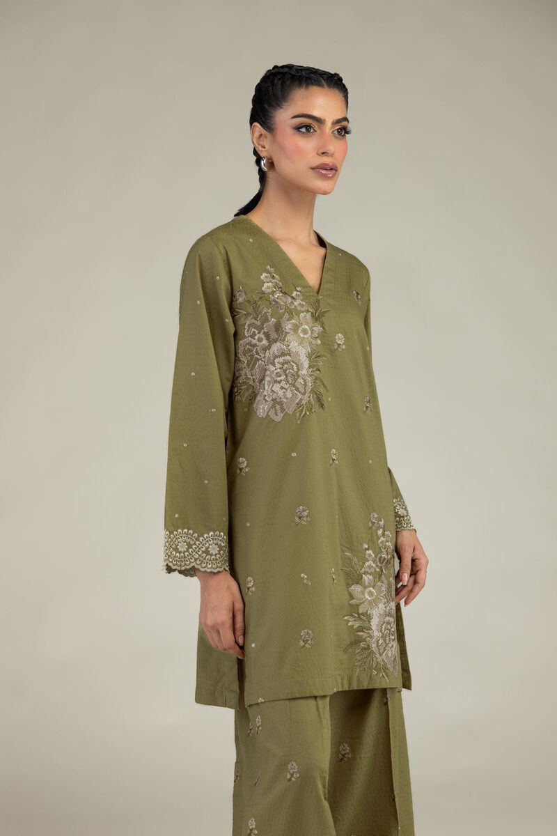 Olive V-Neck Kurta