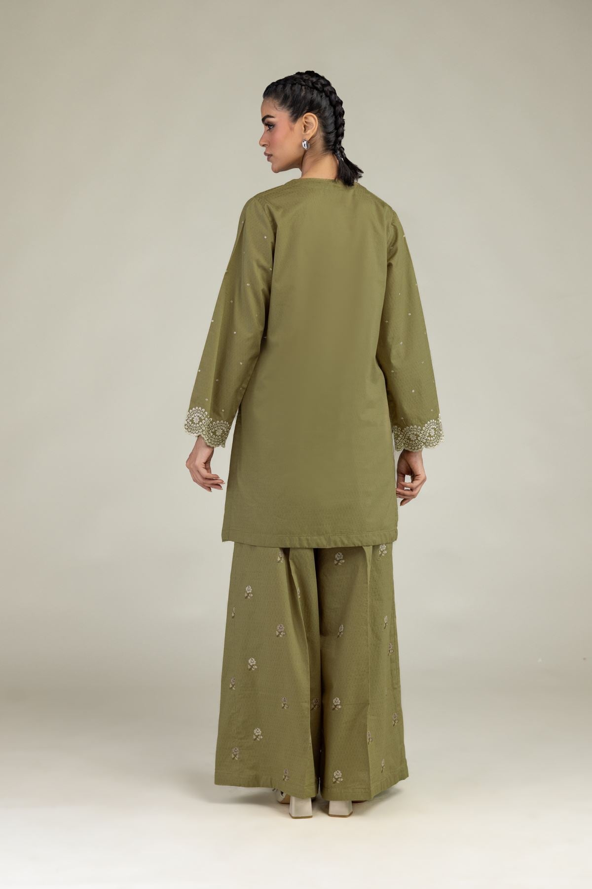 Olive V-Neck Kurta