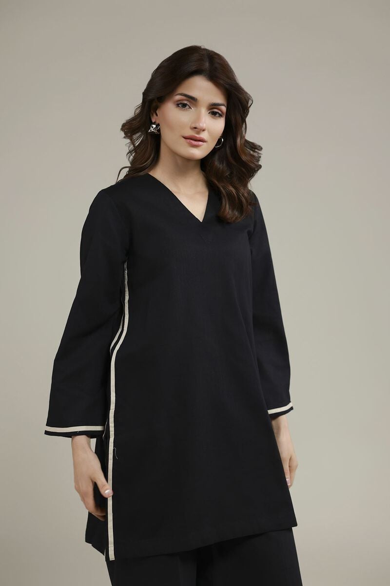 V-Neck Solid Kurta