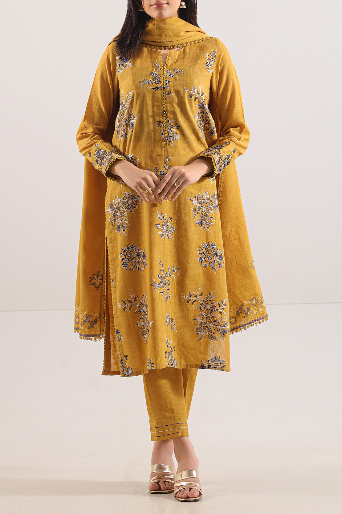 Unstitched Embroidered Warm Khaddar 2 Piece (Shirt/Trouser)116763
