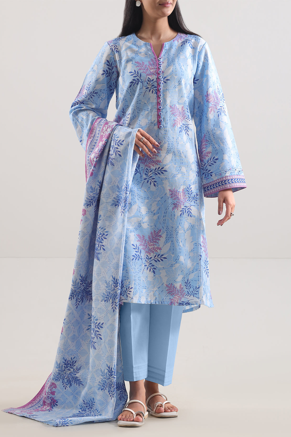 Unstitched Printed Cotton Khaddar 3 Piece114072