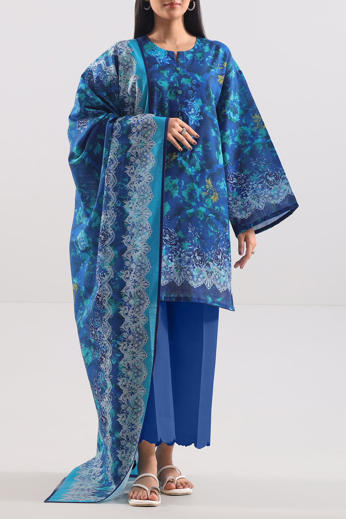 Unstitched Printed Cotton Khaddar 3 Piece114099