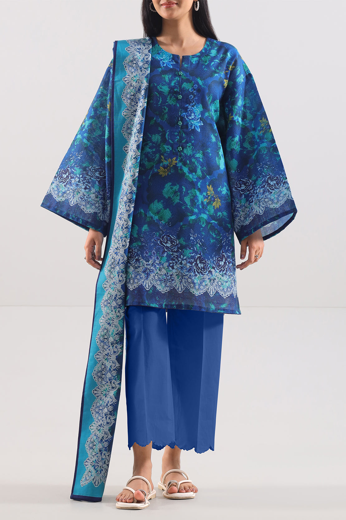 Unstitched Printed Cotton Khaddar 3 Piece114099