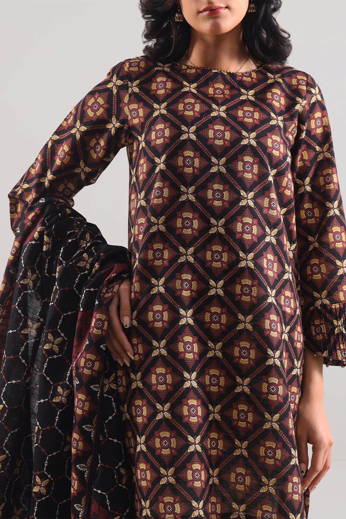 Unstitched Printed Cotton Khaddar 3 Piece114101