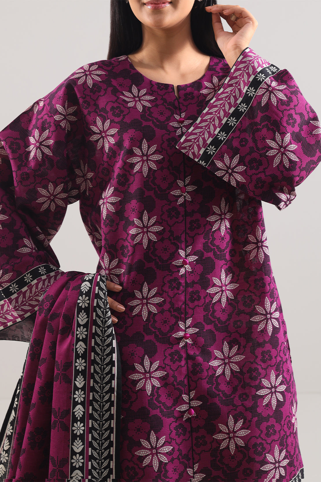 Unstitched Printed Cotton Khaddar 3 Piece114109