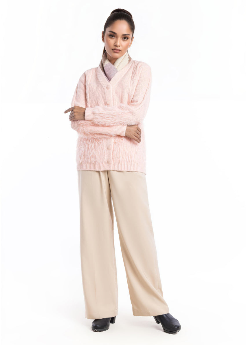 L-Pink-V-Cardigan Full Sleeves Sweater (25Y-042-67)