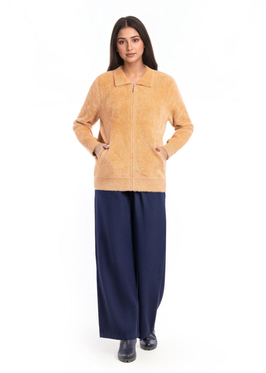 Camel-Wing Collar Zipper Full Sleeves Sweater (25Y-045-67)