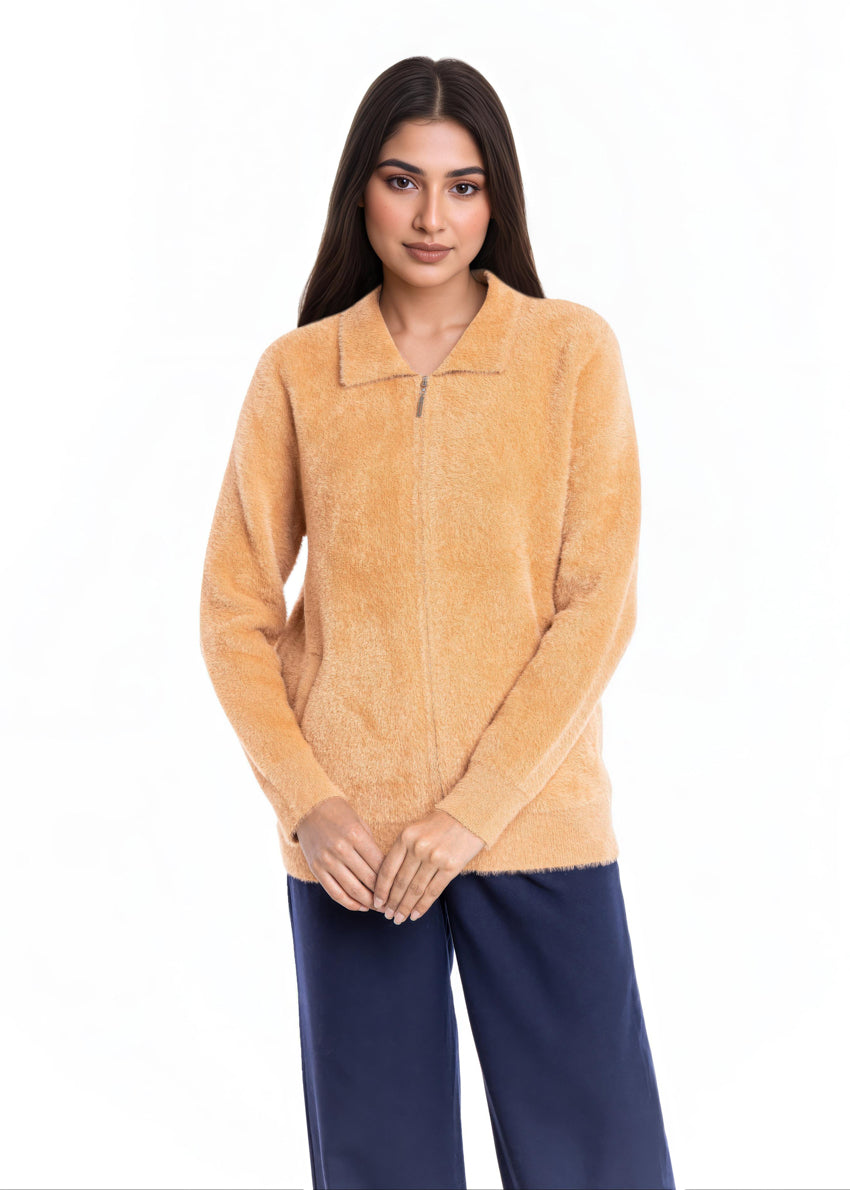 Camel-Wing Collar Zipper Full Sleeves Sweater (25Y-045-67)