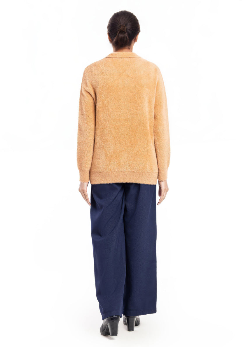Camel-Wing Collar Zipper Full Sleeves Sweater (25Y-045-67)