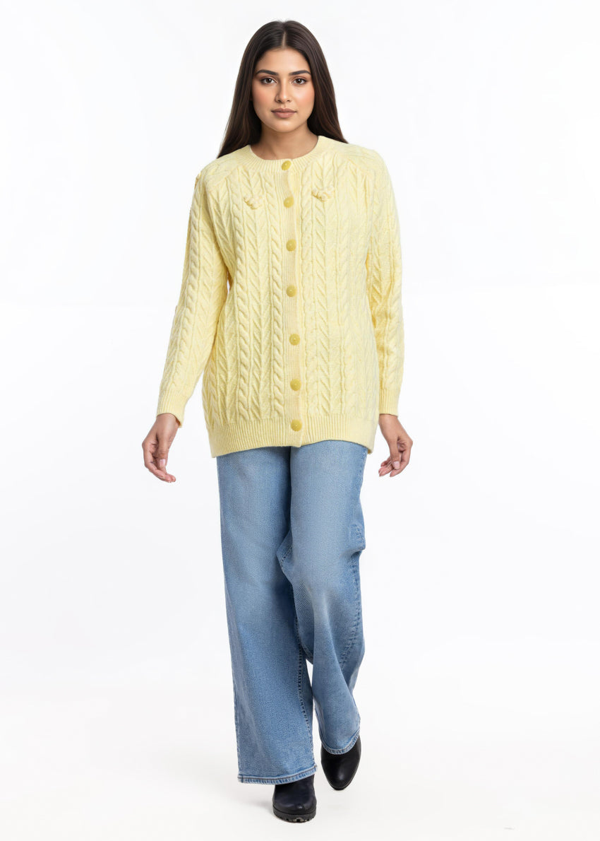 Lemon-Round Neck Cardigan Reglan Sleeves Sweater (25Y-048-67)