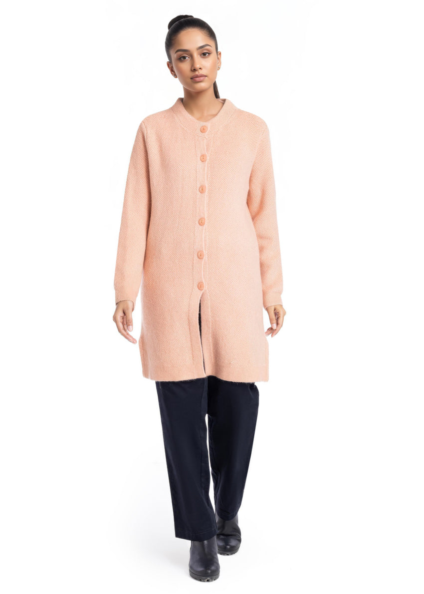 Coral-Round Neck Cardigan Full Sleeves Sweater (25Y-102-67)