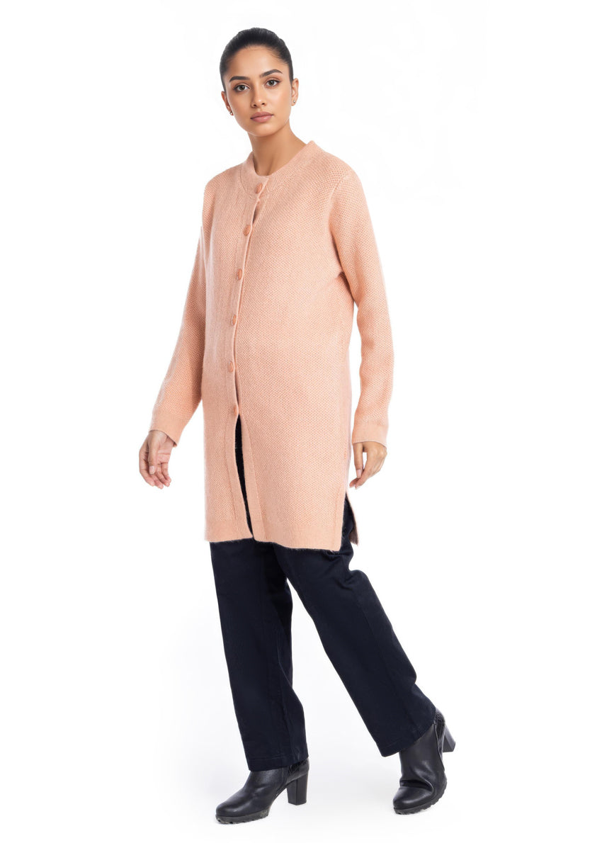 Coral-Round Neck Cardigan Full Sleeves Sweater (25Y-102-67)