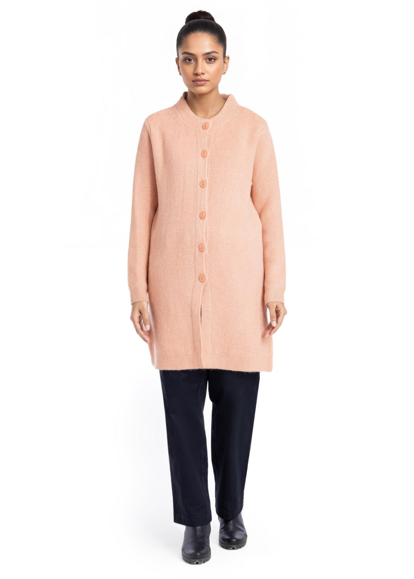 Coral-Round Neck Cardigan Full Sleeves Sweater (25Y-102-67)
