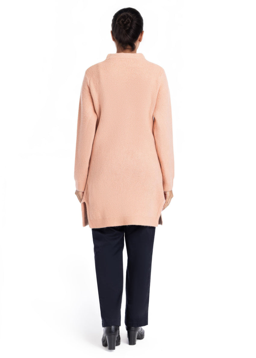 Coral-Round Neck Cardigan Full Sleeves Sweater (25Y-102-67)